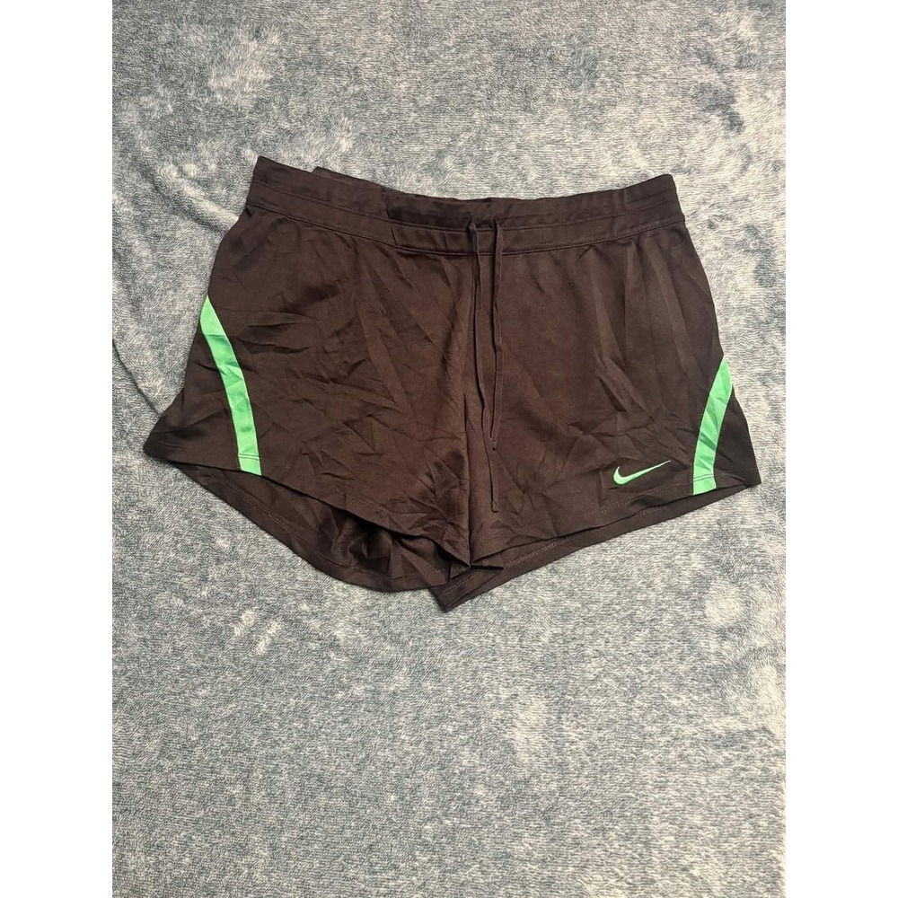 Nike Womens Dri-Fit Soccer Shorts Brown Lime Green Athletic Running Size L